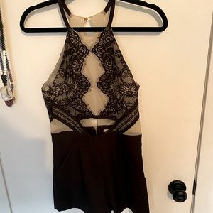 Black and Sheer Lace Romper